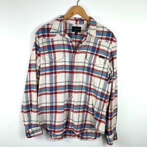 Lucky Brand Mens Stretch Flannel Plaids Pearl Snap Western Shirt